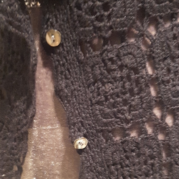 J. Jill Black🖤Crochet Sweater/Cardigan Size XS Lots of Stretch - Picture 8 of 8